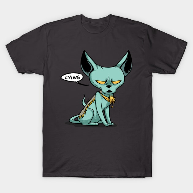 Lying Cat "LYING" T-Shirt by derkomerch